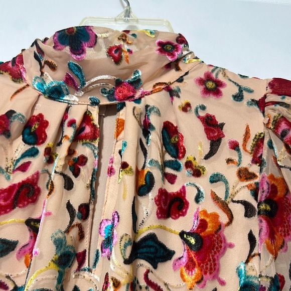 French Connection Mandarin Collar Blouse with Ruffled Puff Sleeves - Picture 7 of 16